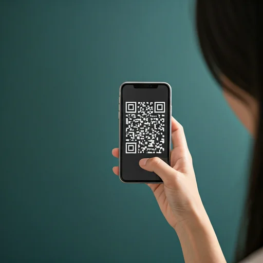 Person scanning QR code with smartphone